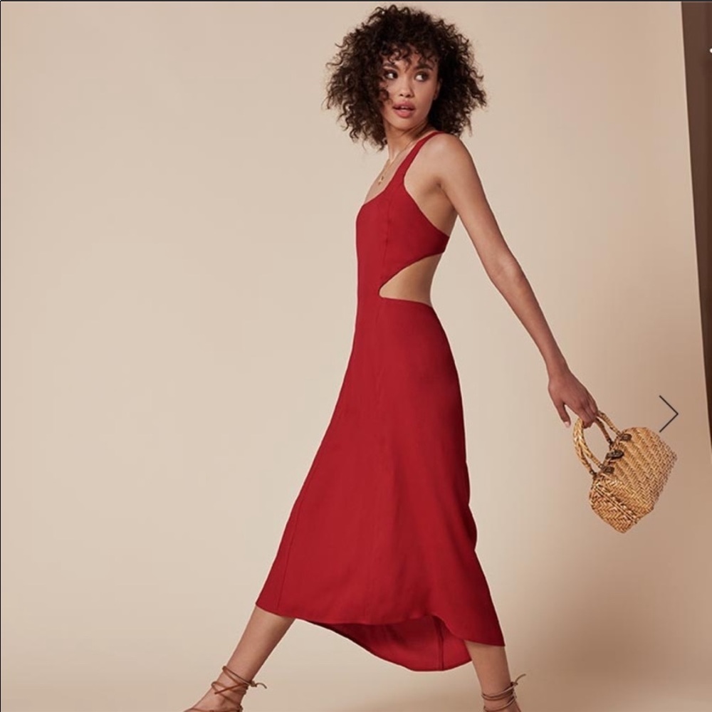 Reformation Nelly Red Cut out Open Back Dress 2